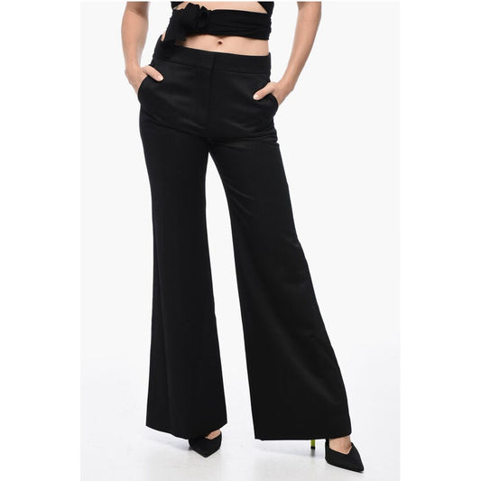 Mohair Blend Wide Leg Pants with Concealed Closure