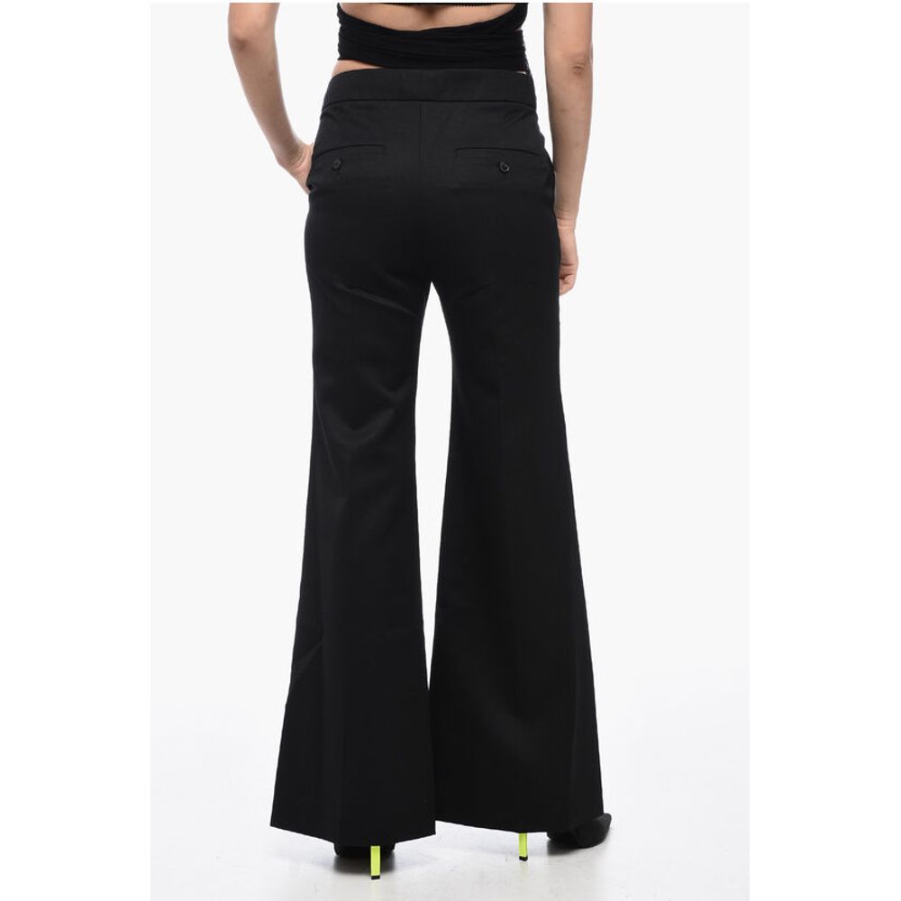 Mohair Blend Wide Leg Pants with Concealed Closure