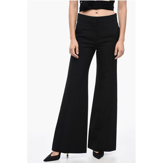 Virgin Wool Wide Leg Pants with Concealed Closure