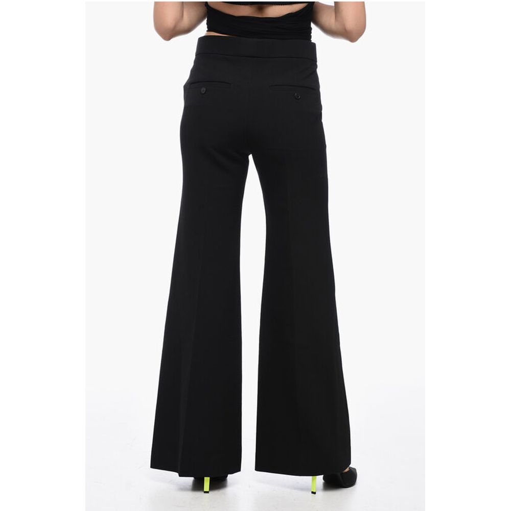 Virgin Wool Wide Leg Pants with Concealed Closure