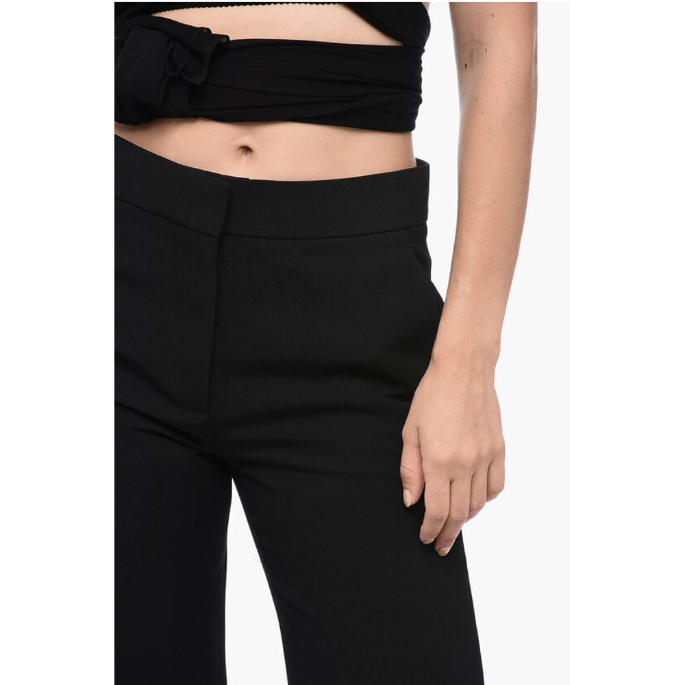 Virgin Wool Wide Leg Pants with Concealed Closure