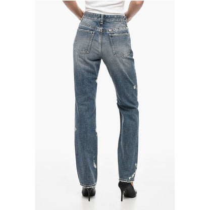Distressed Cotton Slim Fit Denims with Jewel Details 18cm