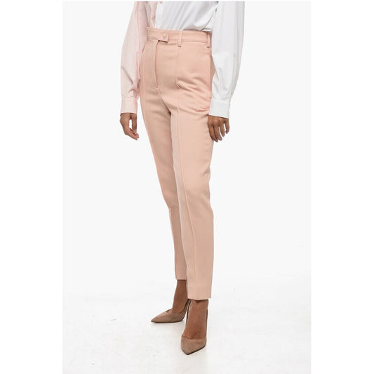 Front Pleated Twill Wool Pants