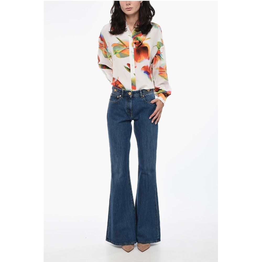 Cotton Bootcut Denims with Logoed Morsets 32cm