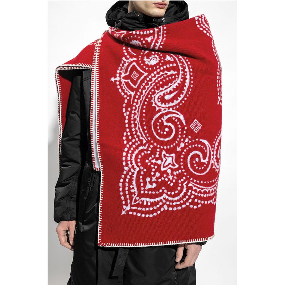 Bandana-Motif Wool Maxi Scarf