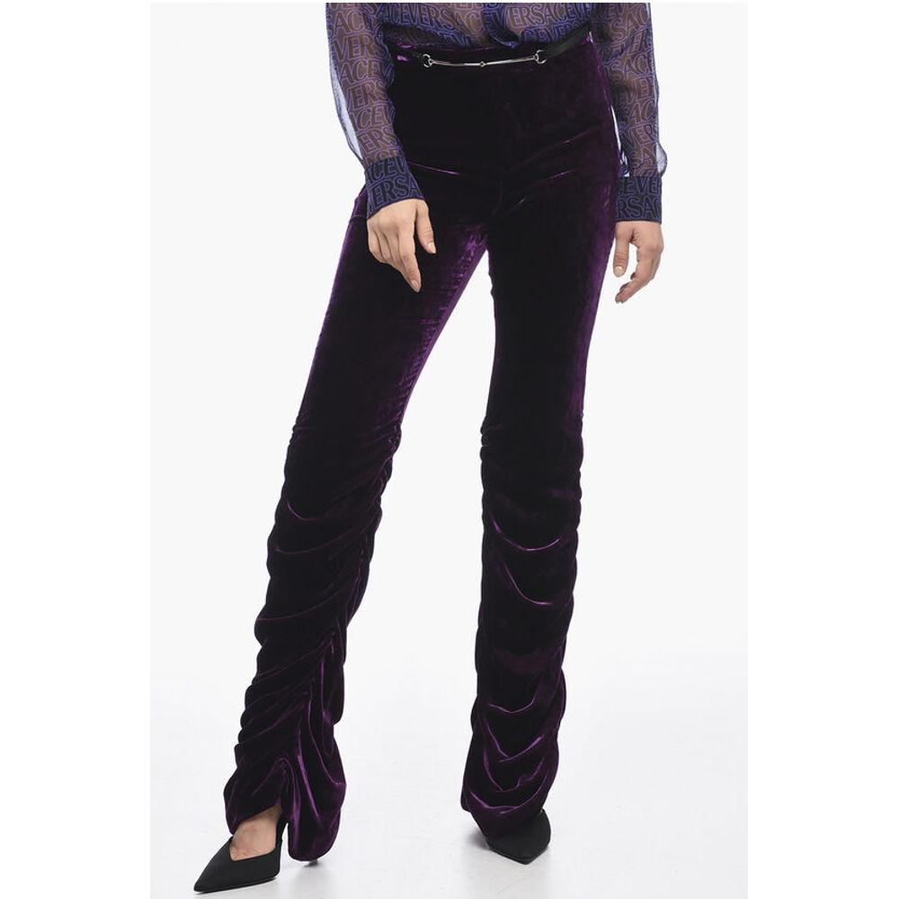 Velour Pants With Ruches