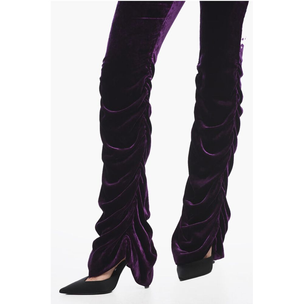 Velour Pants With Ruches