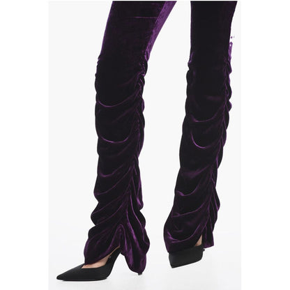 Velour Pants With Ruches