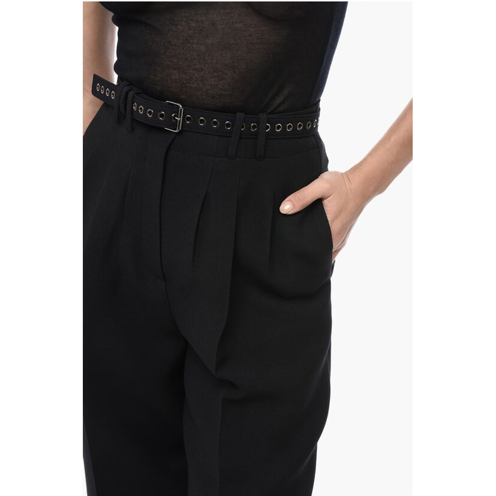Pleated High-Waisted Wool Pants