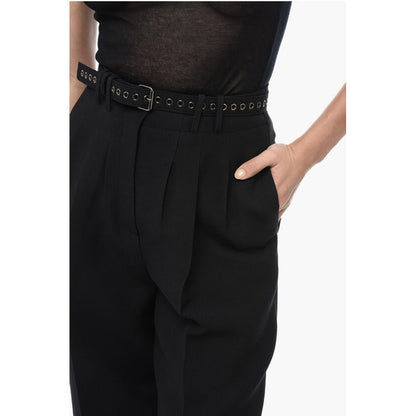 Pleated High-Waisted Wool Pants