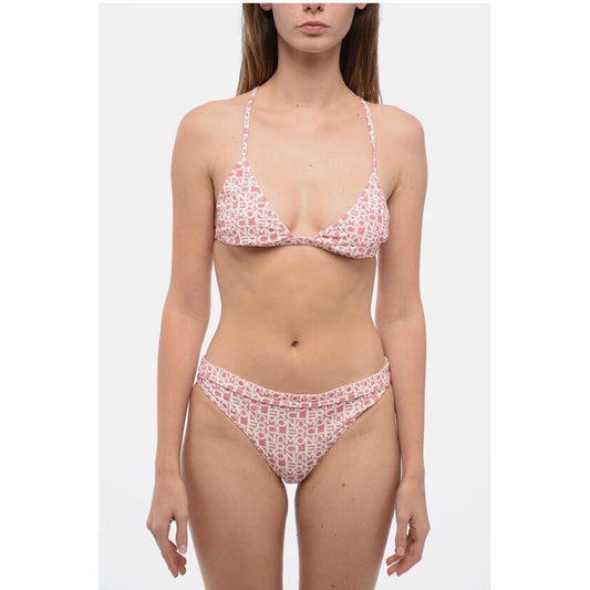 All-Over Logo Printed Triangle Bikini with Adjustable Should