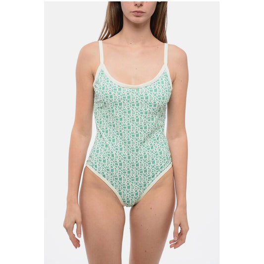 Stretch Nylon One-Piece Swimsuit with All-Over Logo
