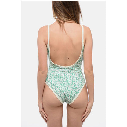 Stretch Nylon One-Piece Swimsuit with All-Over Logo