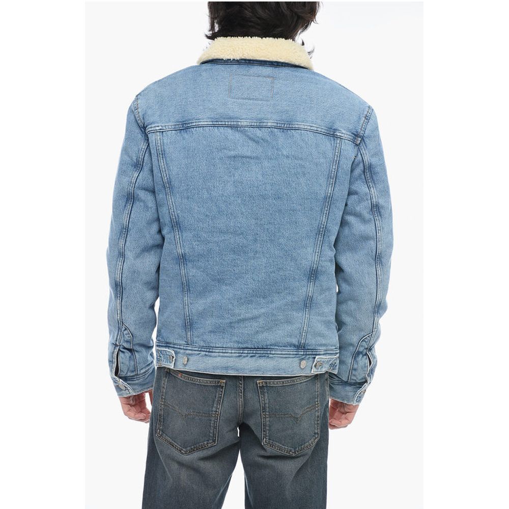 Denim D-BARCY Padded Jacket with Eco Fur Collar