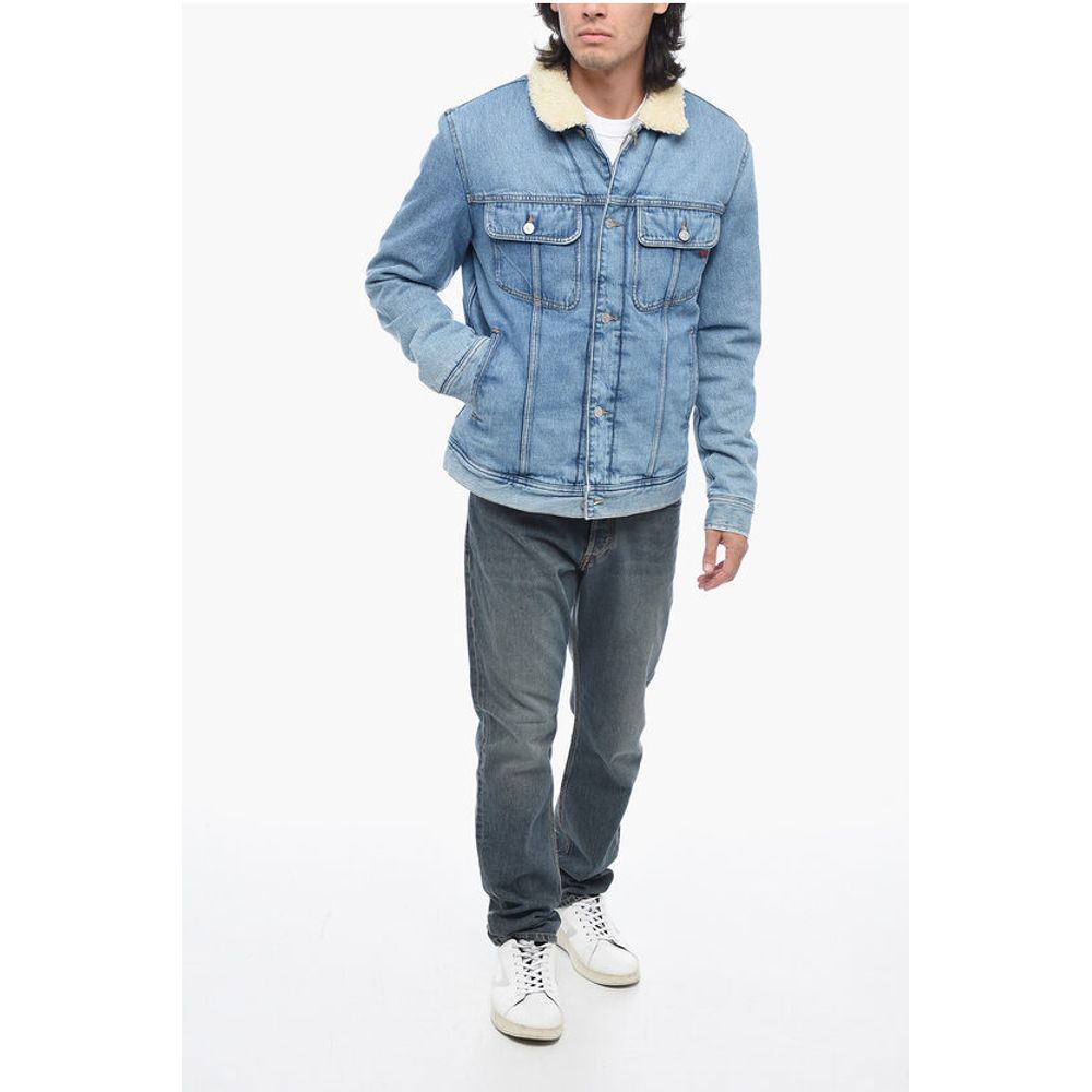Denim D-BARCY Padded Jacket with Eco Fur Collar