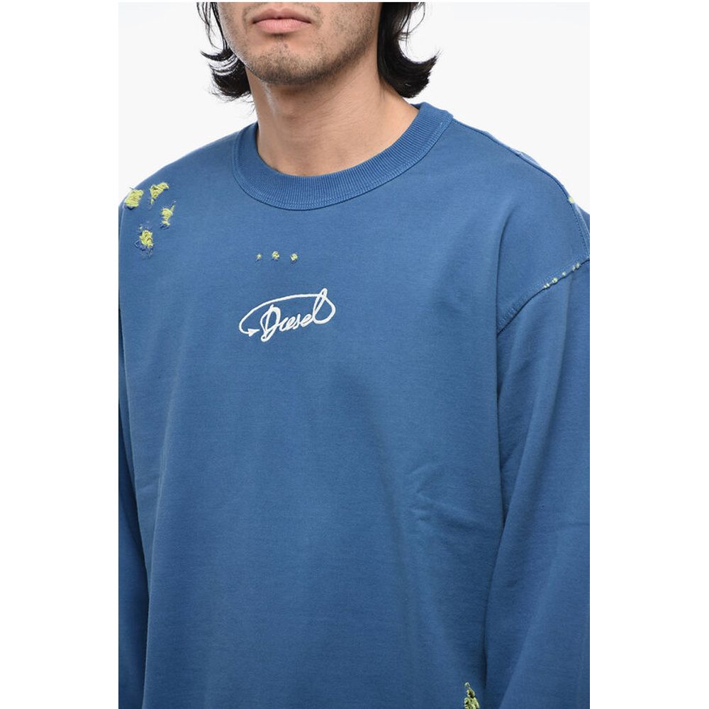 S-MACS-L2 Distressed Sweatshirt with Embroidered Logo