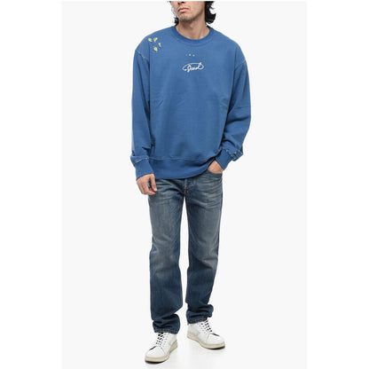 S-MACS-L2 Distressed Sweatshirt with Embroidered Logo