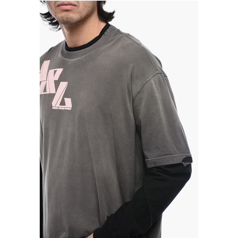 Double Layer T-WASY T-Shirt with Distressed Effect