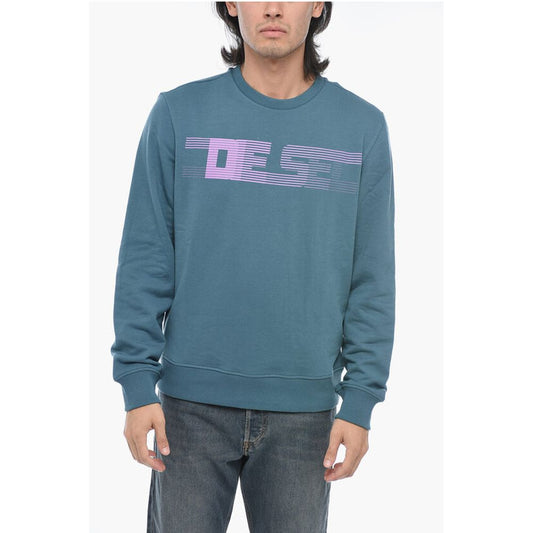 Brushed Cotton S-GINN-E3 Crewneck Sweatshirt With Logo Print