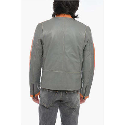 Leather L-MUSE Padded Jacket with Vintage Effect