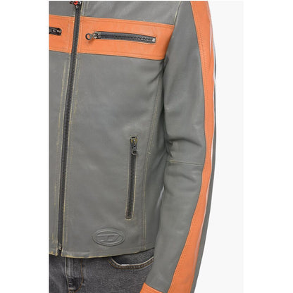 Leather L-MUSE Padded Jacket with Vintage Effect