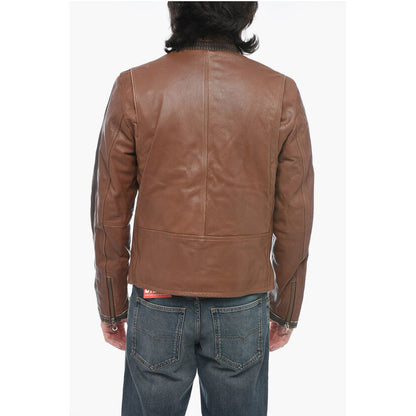 Leather L-MUSE Padded Jacket with Vintage Effect