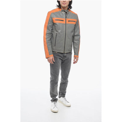 Leather L-MUSE Padded Jacket with Vintage Effect