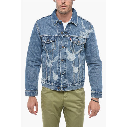 3.PARADISE Trucker Denim Jacket with Dove Pattern