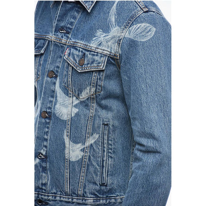 3.PARADISE Trucker Denim Jacket with Dove Pattern