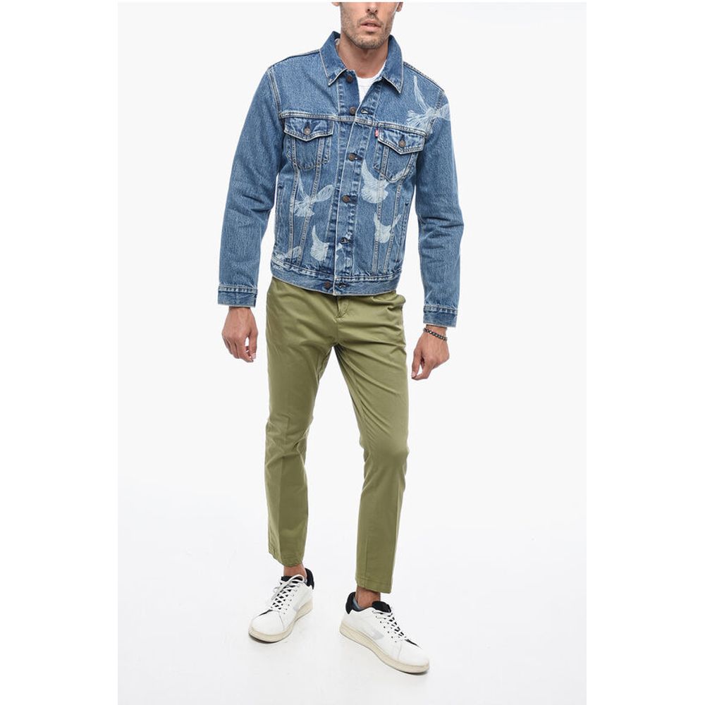 3.PARADISE Trucker Denim Jacket with Dove Pattern