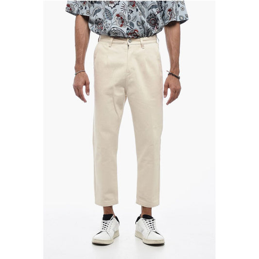 Low-crotch Cropped Pants with Pleats
