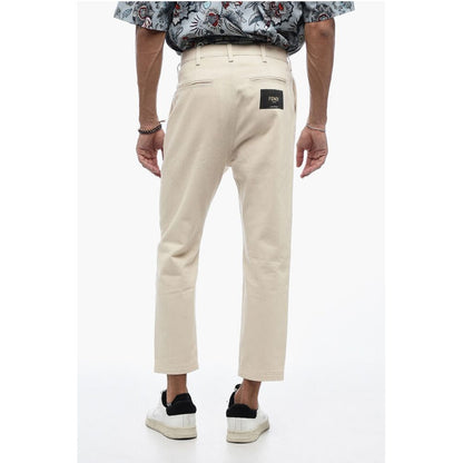 Low-crotch Cropped Pants with Pleats