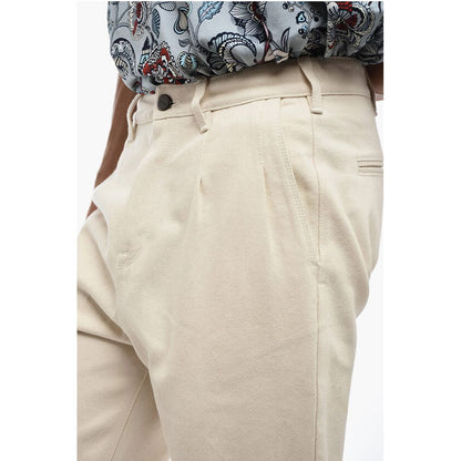 Low-crotch Cropped Pants with Pleats