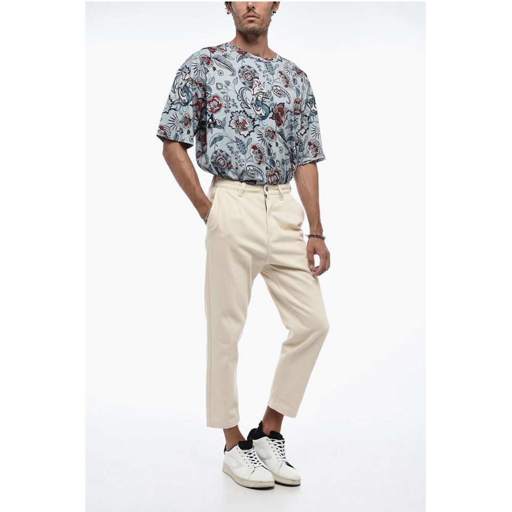 Low-crotch Cropped Pants with Pleats