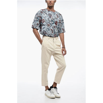 Low-crotch Cropped Pants with Pleats
