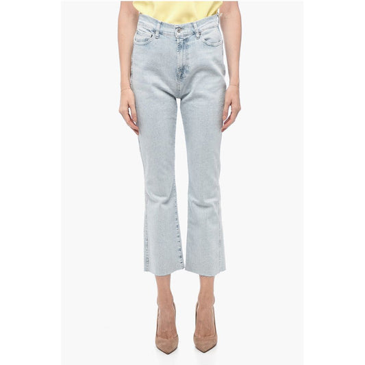Light-Washed Stetchy Denims with Raw-Cut Hem