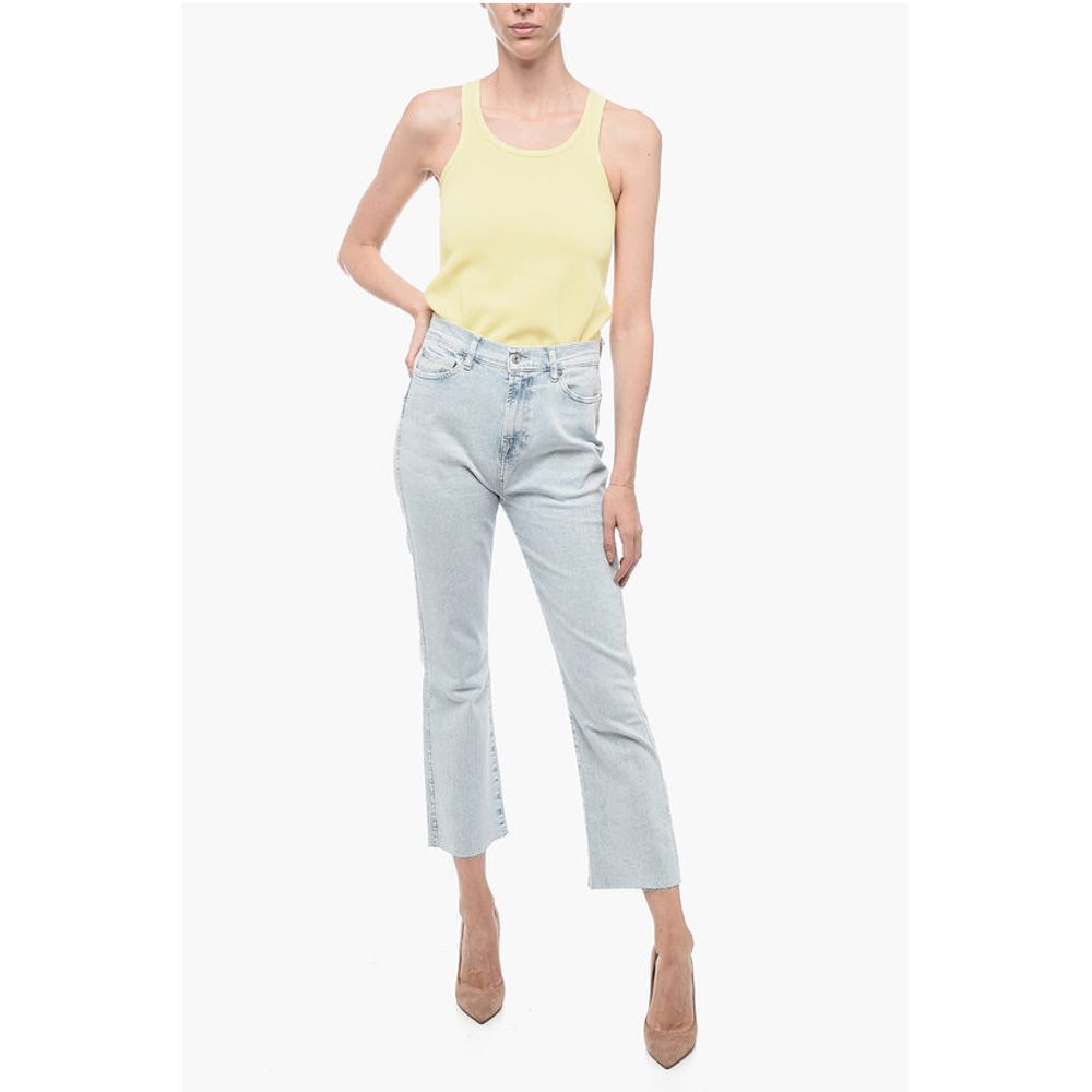 Light-Washed Stetchy Denims with Raw-Cut Hem