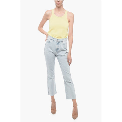 Light-Washed Stetchy Denims with Raw-Cut Hem