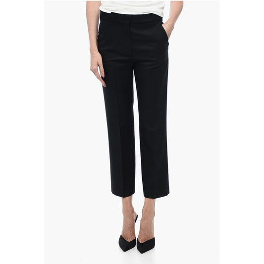 Wool Blend Cropped Fit Pants with Hidden Closure
