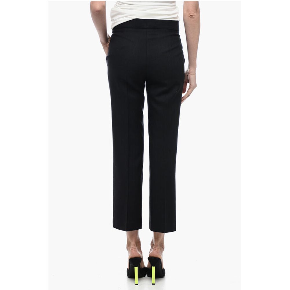Wool Blend Cropped Fit Pants with Hidden Closure