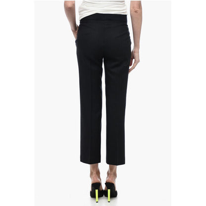 Wool Blend Cropped Fit Pants with Hidden Closure