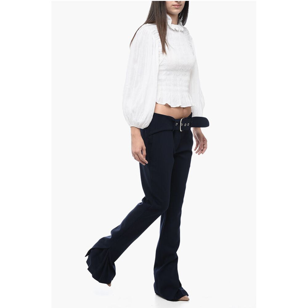 Low-Waisted Pants with Pleated Detail