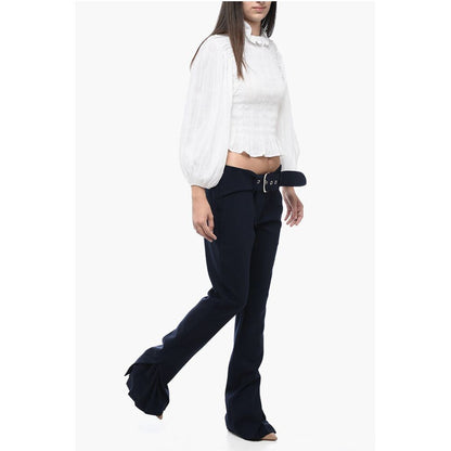 Low-Waisted Pants with Pleated Detail