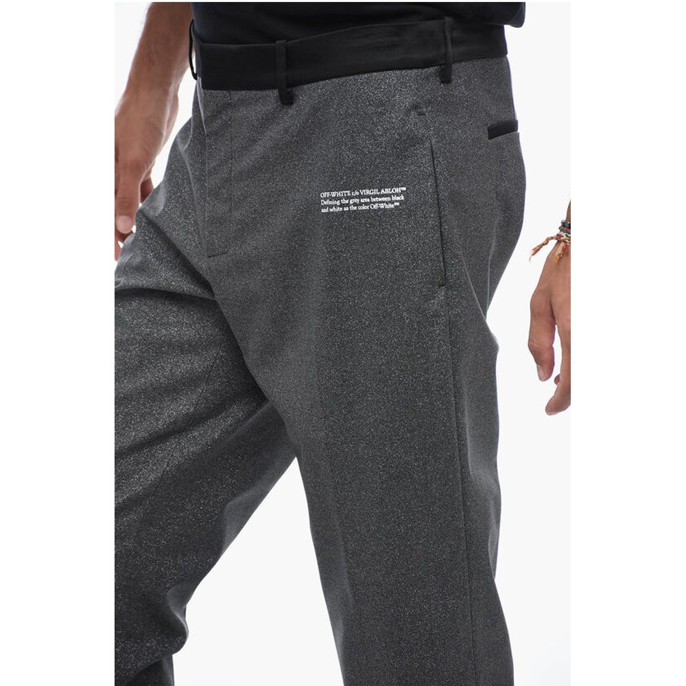 Glittery Tailoring Pants with Satin Detailing