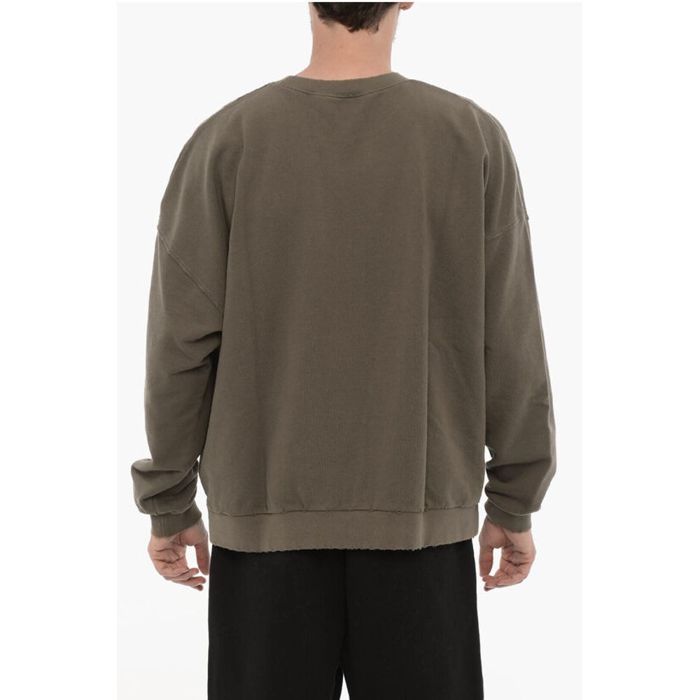 Vintage Effect Crew-Neck Sweatshirt with Embossed Monogram