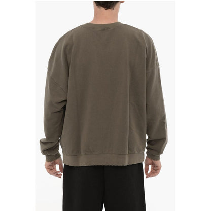 Vintage Effect Crew-Neck Sweatshirt with Embossed Monogram