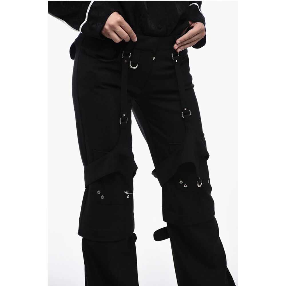 Wool Blended Cargo Pants with Buckle Detailing