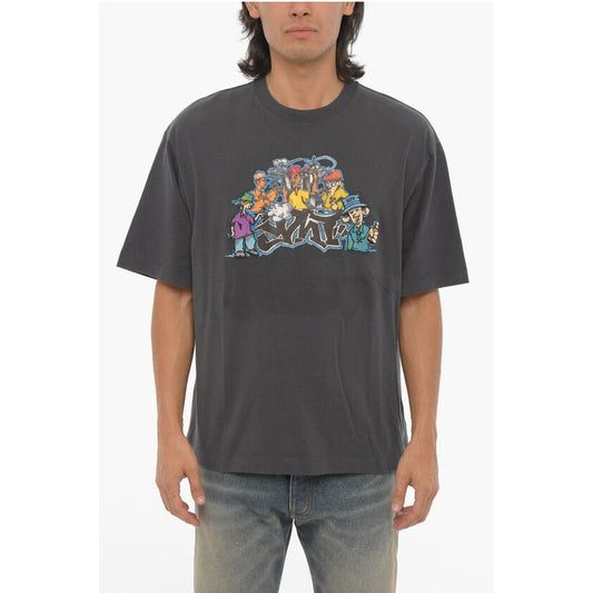 SEASONAL Crew-neck T-Shirt with Graffiti Print