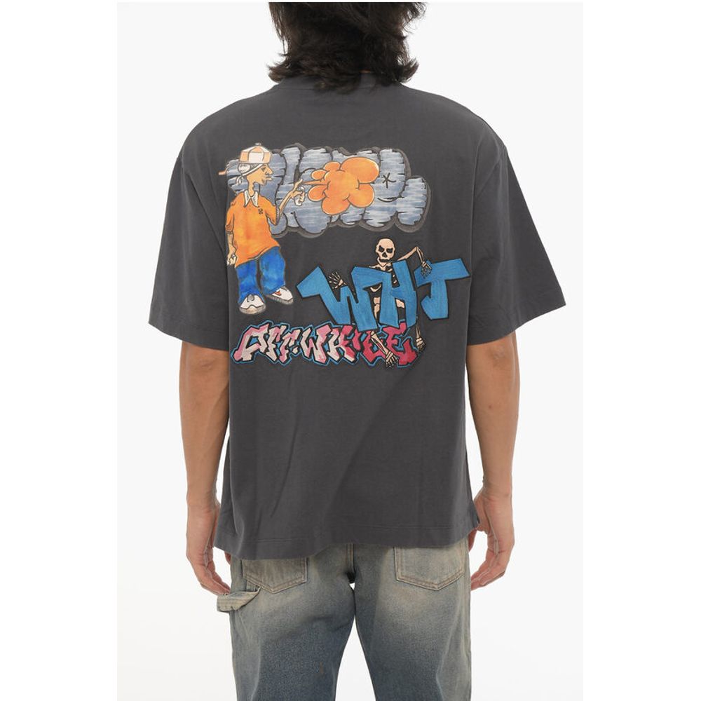 SEASONAL Crew-neck T-Shirt with Graffiti Print