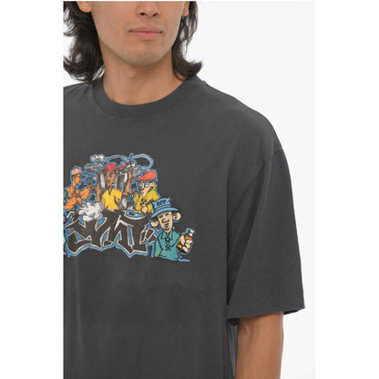 SEASONAL Crew-neck T-Shirt with Graffiti Print